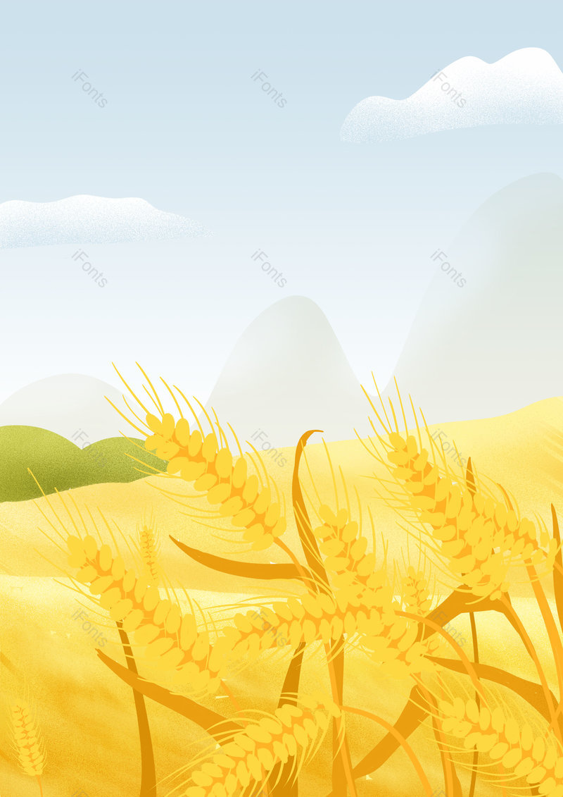 二十四节气之芒种金黄麦子成熟背景图,插画/手绘图,插画/手绘图库,插画/手绘图下载,插画/手绘